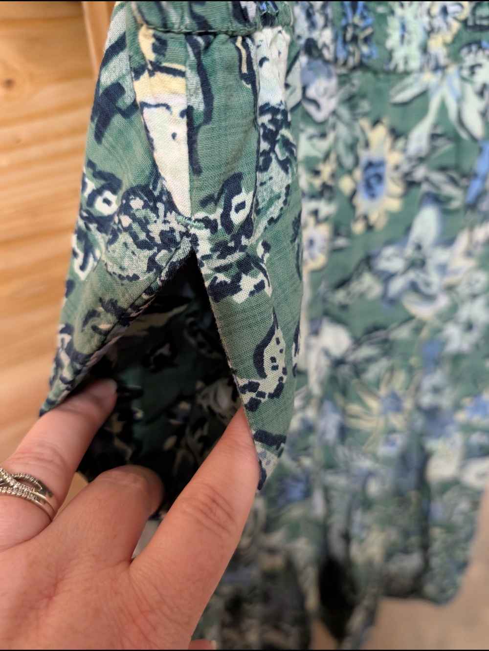 Sonoma Blue-Green Floral Square Neck Midi Dress - Picture 3 of 5